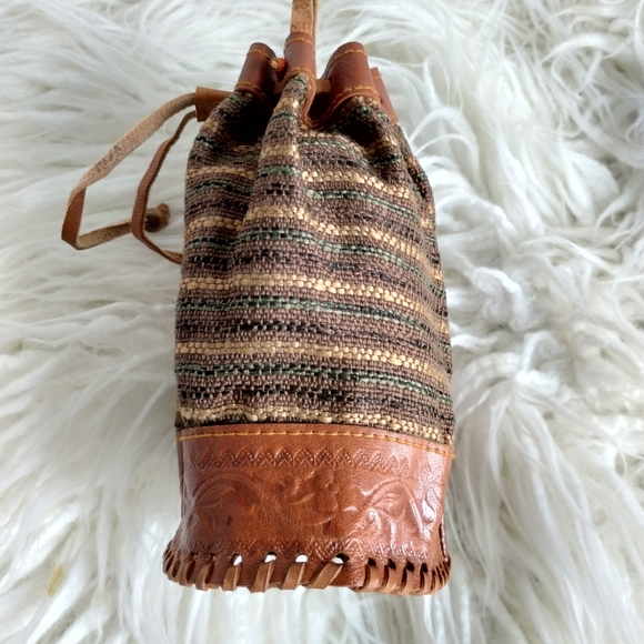 Boho Mini Crossbody bag Leather Fabric UCI - Picture 4 of 11